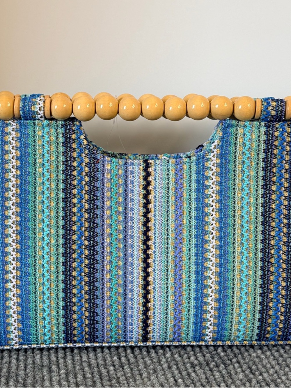 Savannah Blue & Aqua Striped Beaded-Handle Clutch - Picture 2 of 9